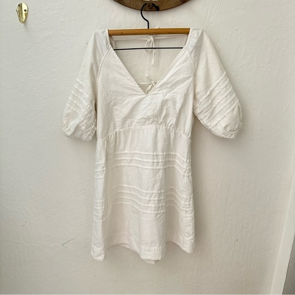 7 for all Mankind White Tie Back Babydoll 1/2 puff sleeve Dress Small - Picture 8 of 8